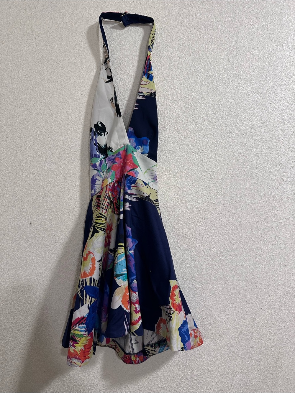 Trina Turk Navy Multicolor Floral Zip-Front Dress